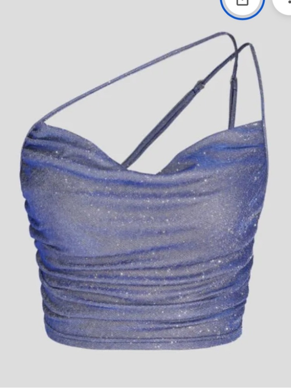 Glitter Ruched Cowl Neck Tank Crop Top size small